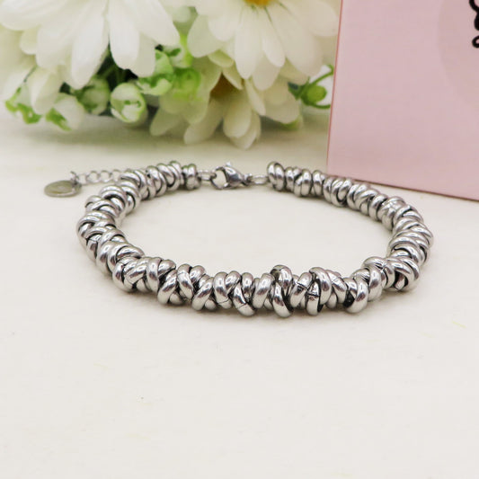 NODINI ACCIAIO INOSSIDABILE ~ Bracciale UNISEX in ACCIAIO con anelline e nodini
