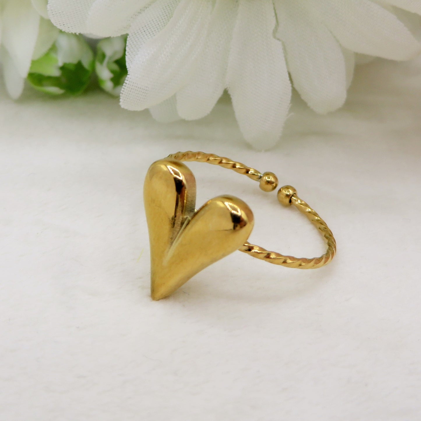 ALMA ~ Anello cuore appuntito ACCIAIO INOSSIDABILE