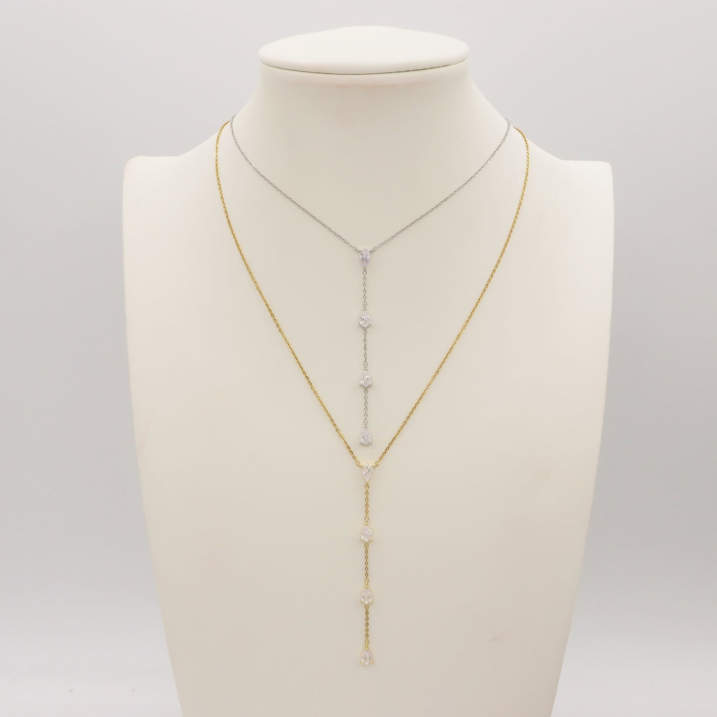 HEATHER - ACCIAIO INOSSIDABILE- Collana cravattina con cubic zirconia