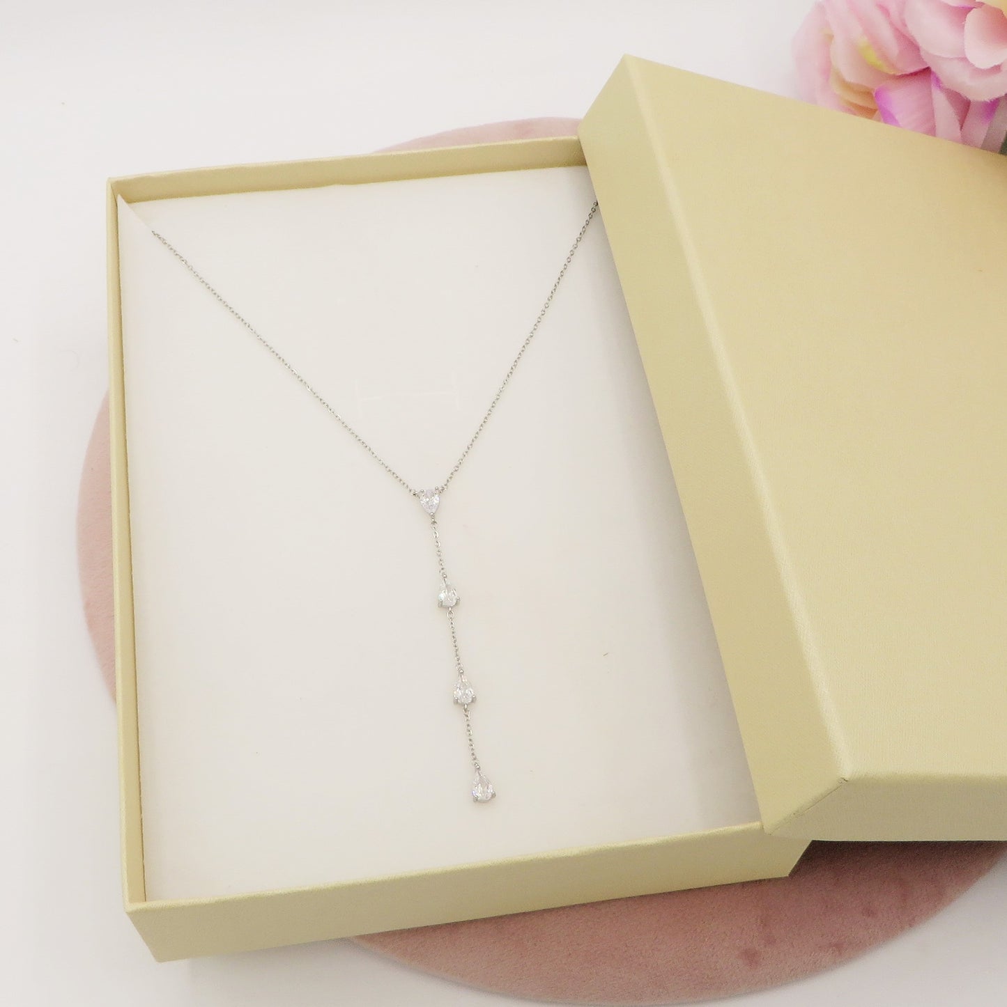 HEATHER - ACCIAIO INOSSIDABILE- Collana cravattina con cubic zirconia