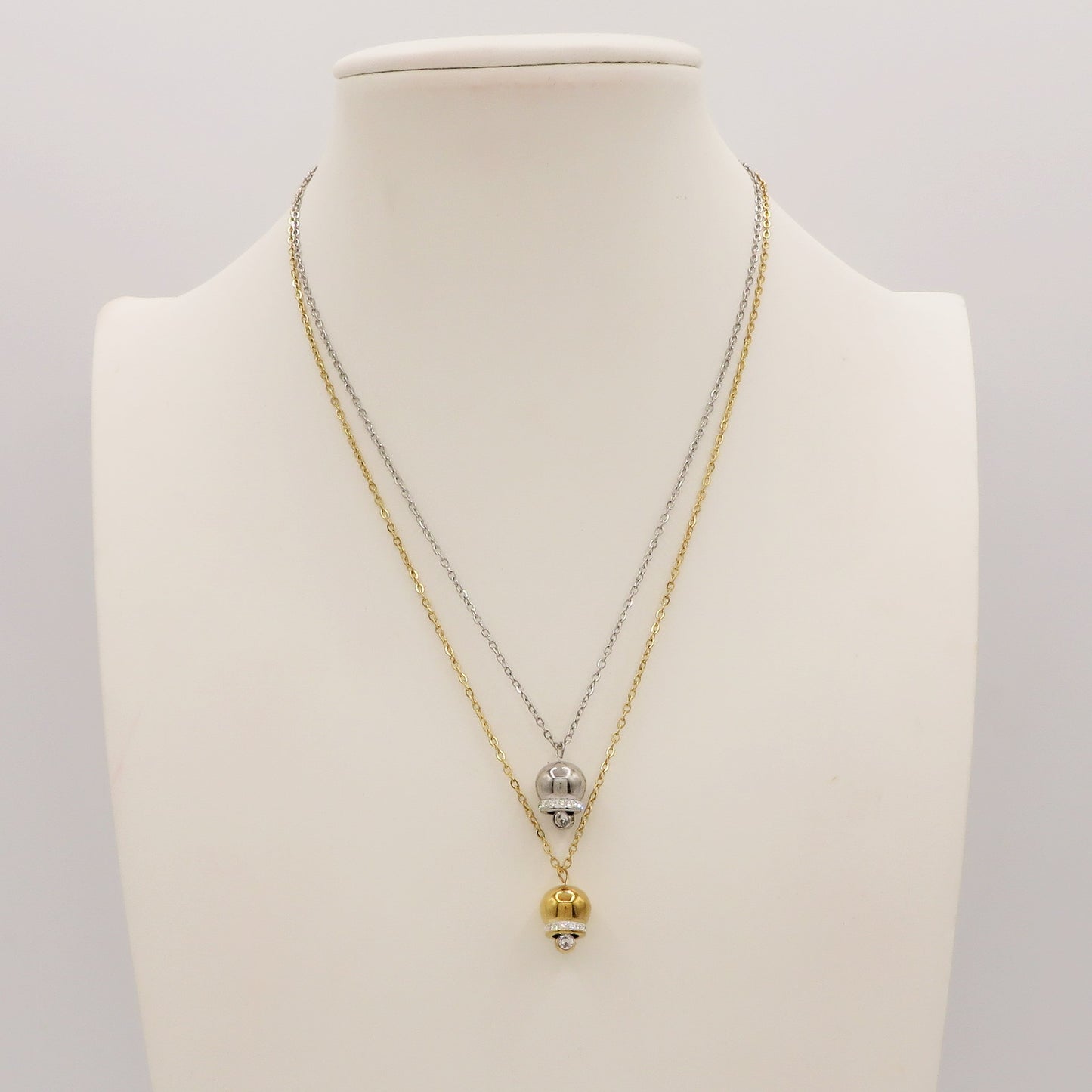 TINKERBELL CRYSTAL - ACCIAIO INOSSIDABILE- Collana con pendente campanella zirconata