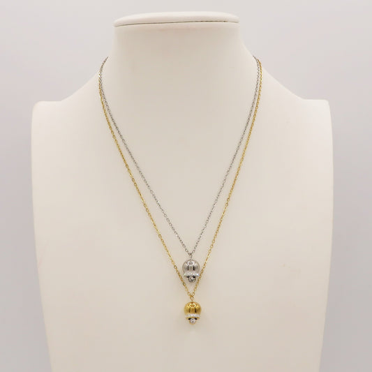 TINKERBELL CRYSTAL - ACCIAIO INOSSIDABILE- Collana con pendente campanella zirconata