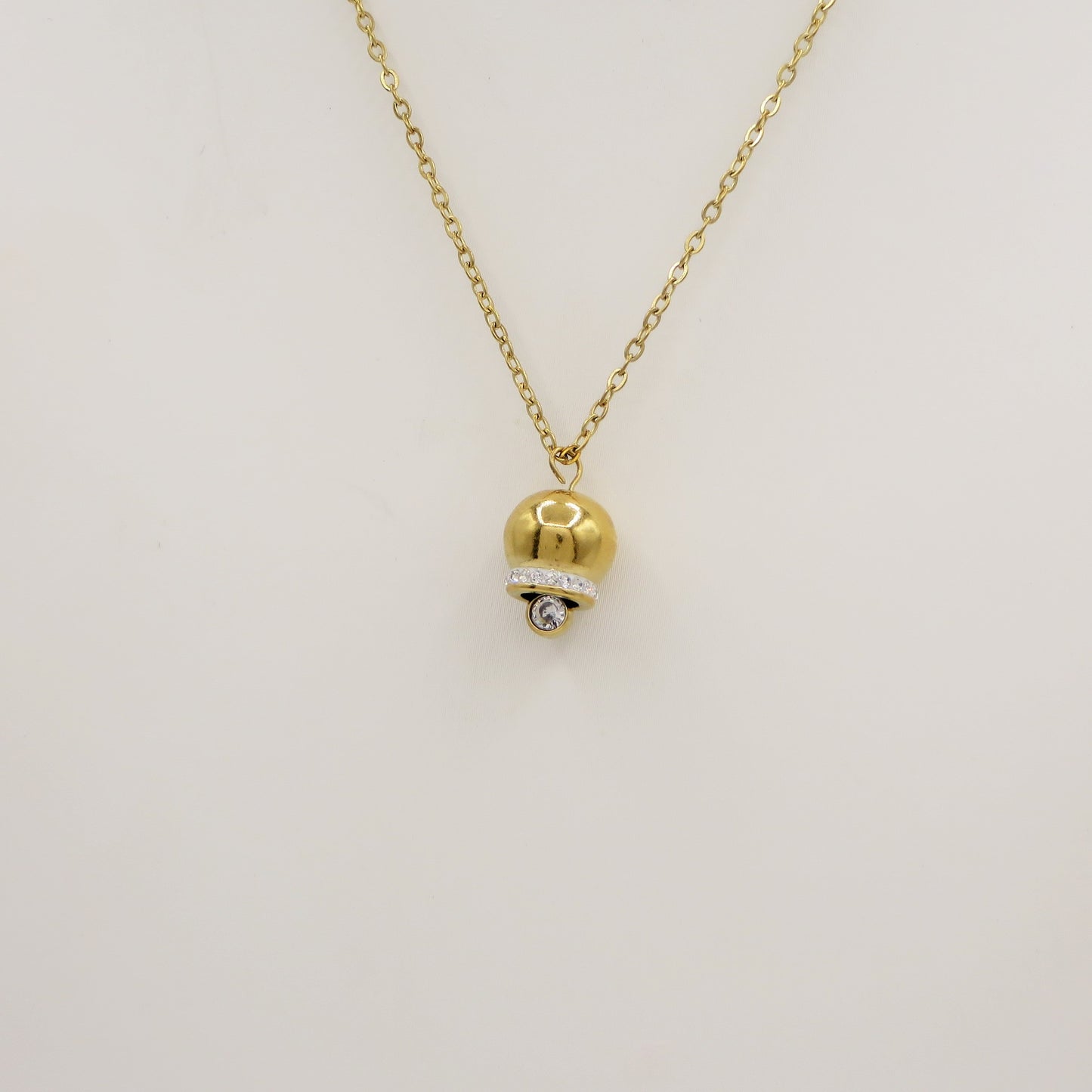 TINKERBELL CRYSTAL - ACCIAIO INOSSIDABILE- Collana con pendente campanella zirconata