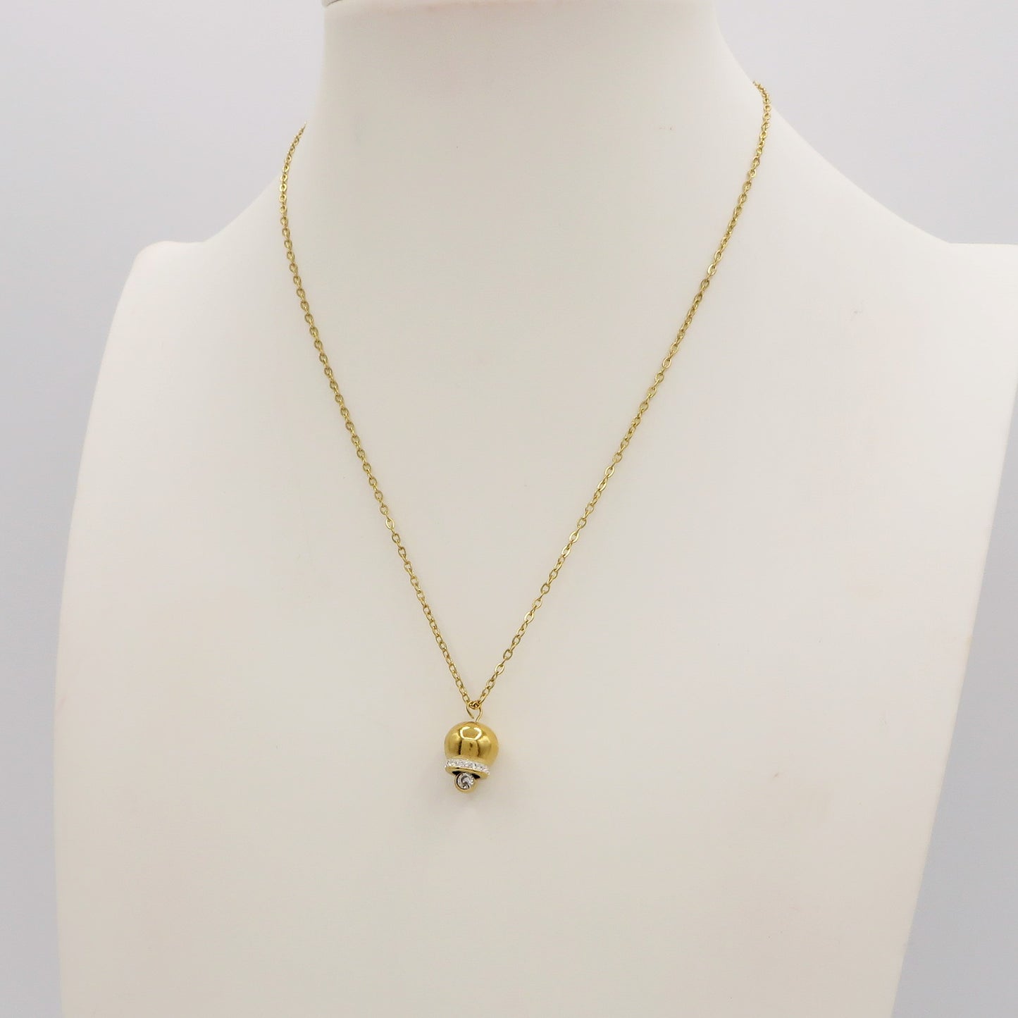 TINKERBELL CRYSTAL - ACCIAIO INOSSIDABILE- Collana con pendente campanella zirconata