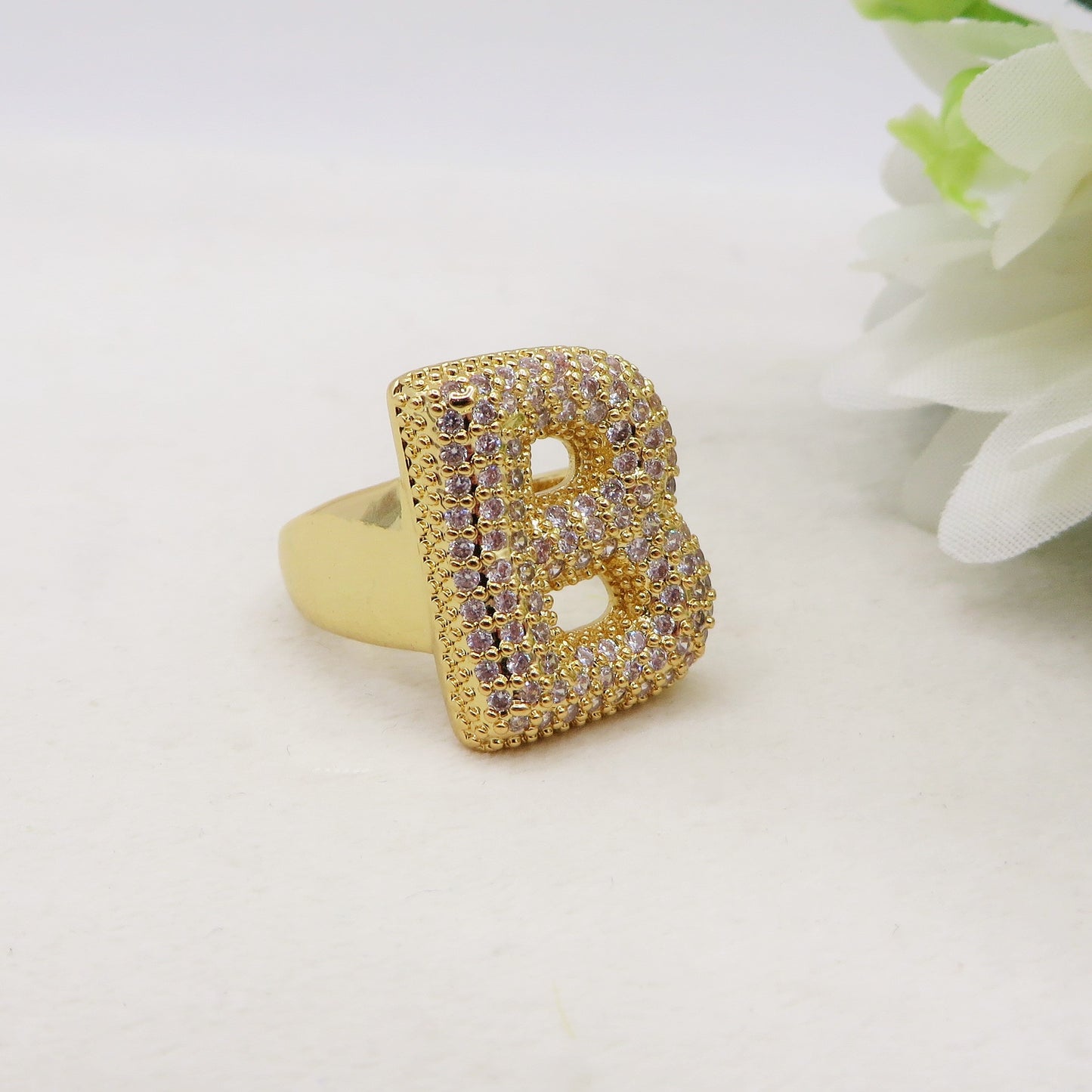Anello iniziale BUBBLE ~ Anello regolabile zirconato in cubic zirconia