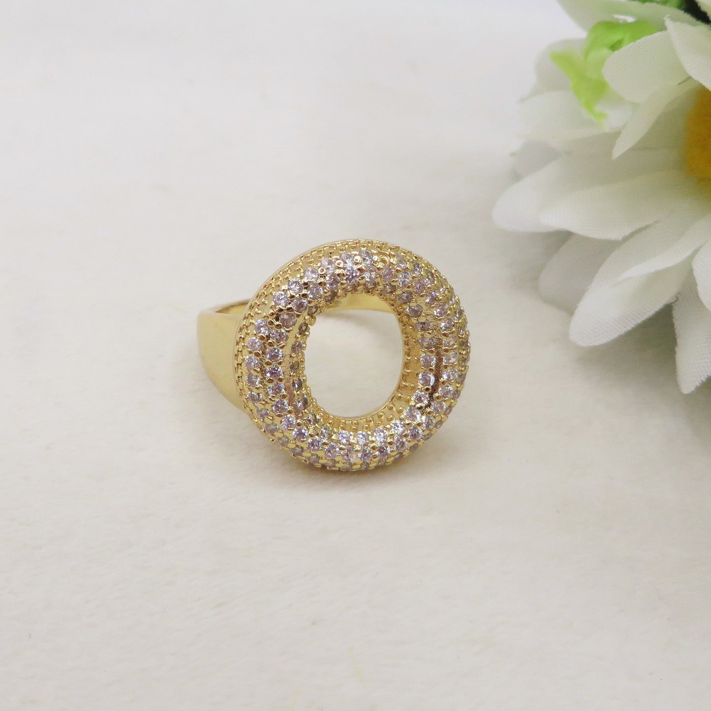Anello iniziale BUBBLE ~ Anello regolabile zirconato in cubic zirconia