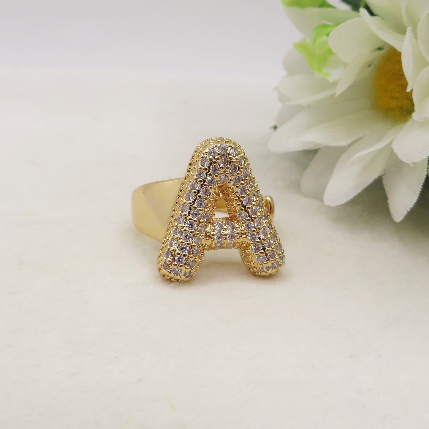 Anello iniziale BUBBLE ~ Anello regolabile zirconato in cubic zirconia