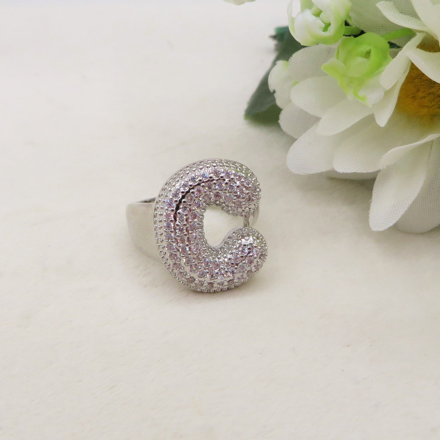 Anello iniziale BUBBLE ~ Anello regolabile zirconato in cubic zirconia