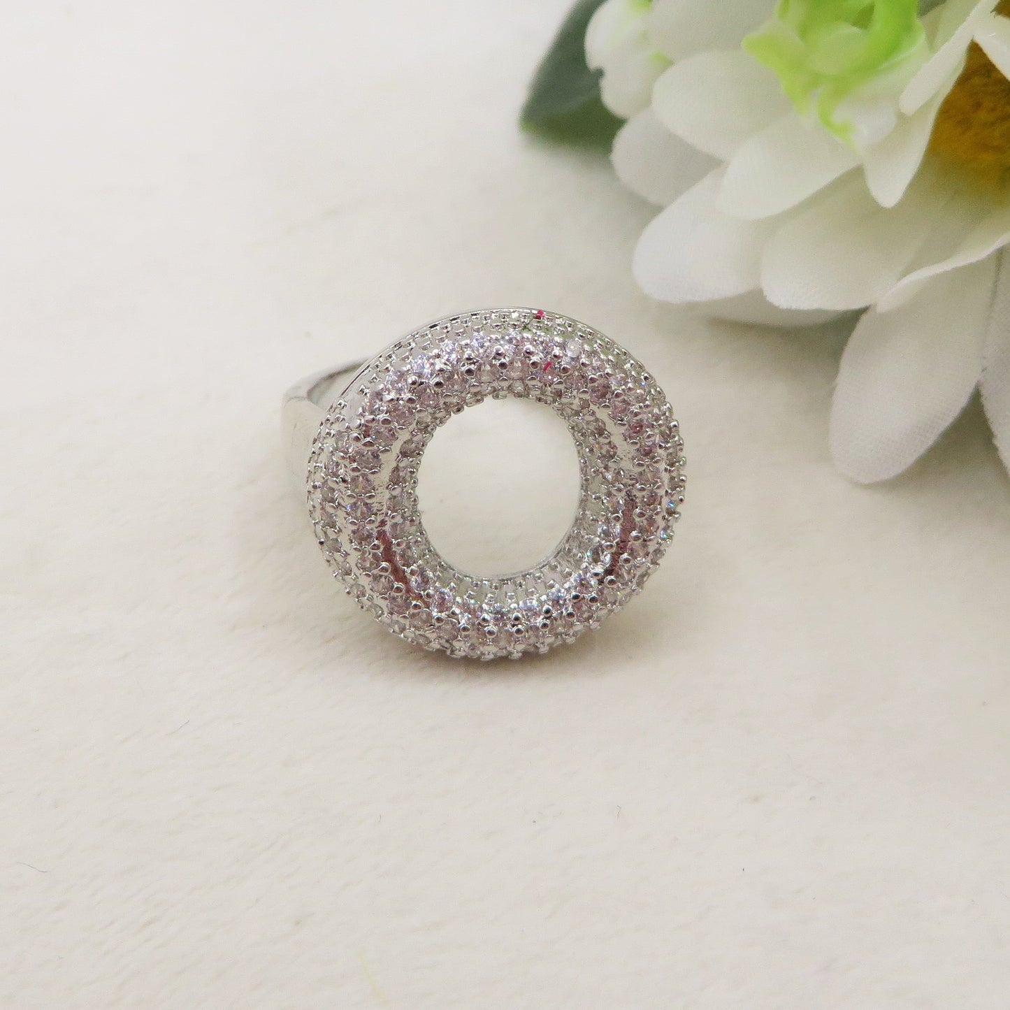 Anello iniziale BUBBLE ~ Anello regolabile zirconato in cubic zirconia