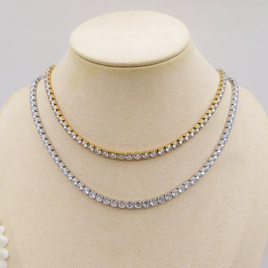 MELANIE LUXE 5MM ~ Girocollo chiusura TENNIS in ACCIAIO INOSSIDABILE e cubic zirconia