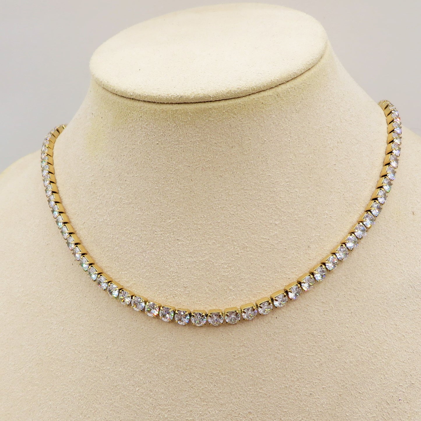 MELANIE LUXE 5MM ~ Girocollo chiusura TENNIS in ACCIAIO INOSSIDABILE e cubic zirconia