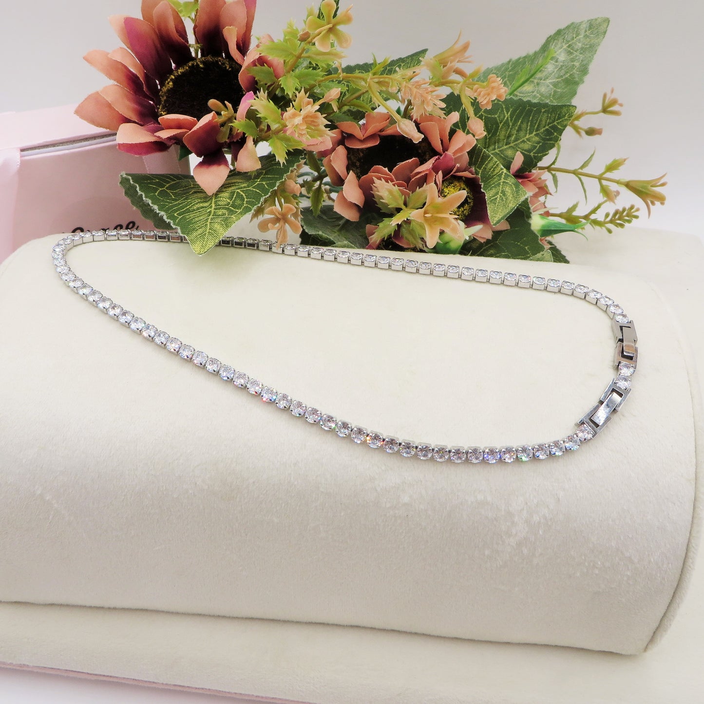 MELANIE LUXE 5MM ~ Girocollo chiusura TENNIS in ACCIAIO INOSSIDABILE e cubic zirconia