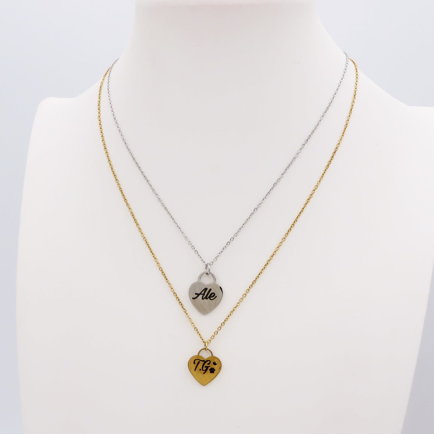 Cuore small - PERSONALIZZAMI ~ Collana in acciaio inossidabile + INCISIONE PERSONALIZZATA