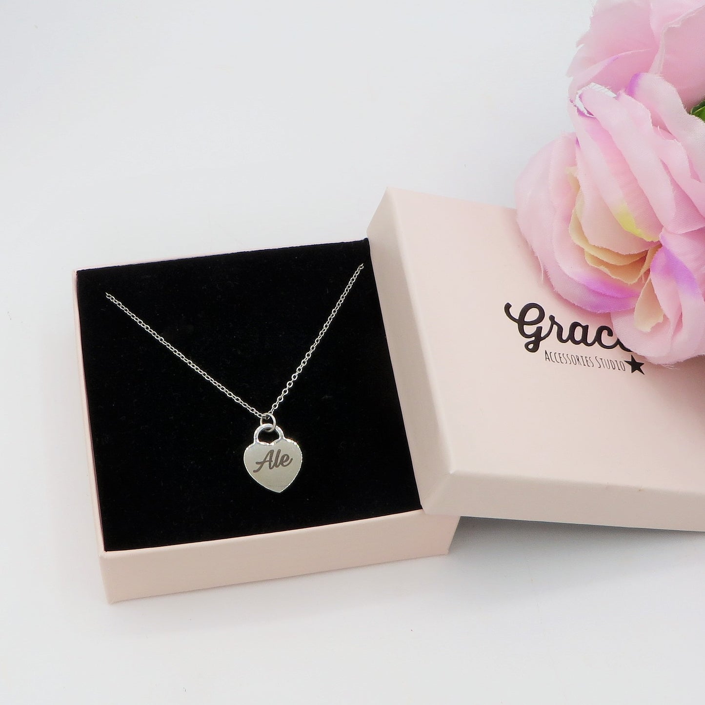 Cuore small - PERSONALIZZAMI ~ Collana in acciaio inossidabile + INCISIONE PERSONALIZZATA