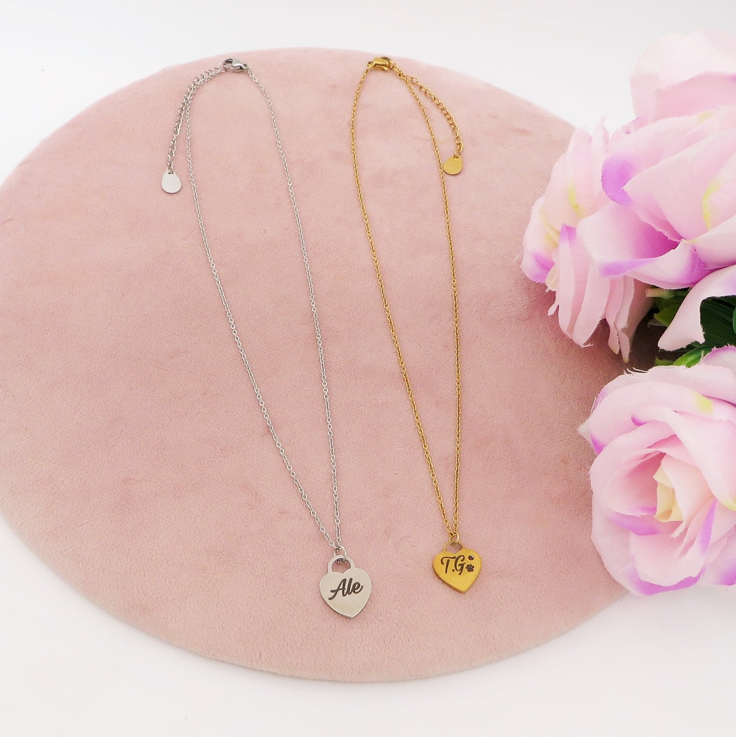 Cuore small - PERSONALIZZAMI ~ Collana in acciaio inossidabile + INCISIONE PERSONALIZZATA