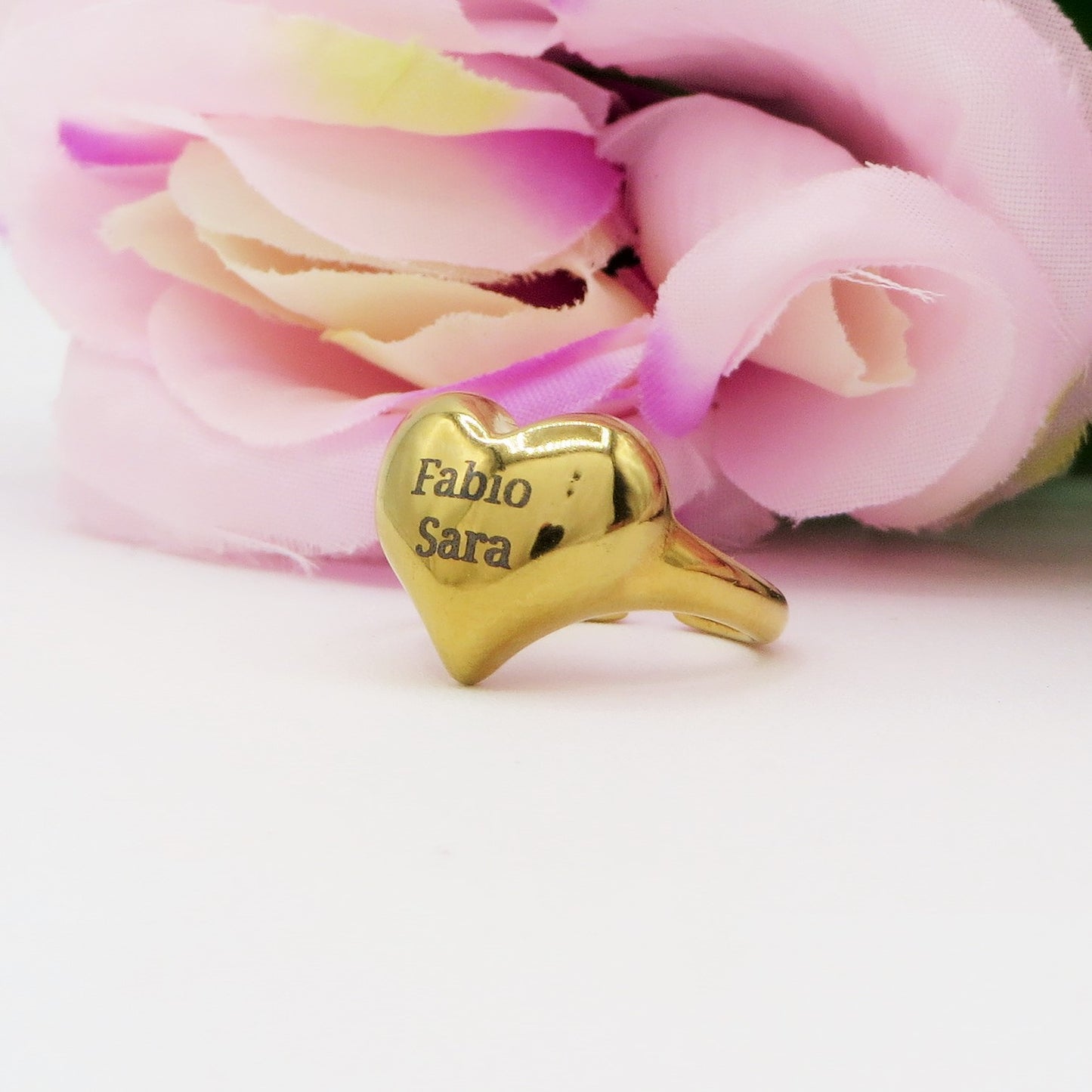 Anello Cuore Bombe' - PERSONALIZZAMI ~ Anello in acciaio inossidabile + INCISIONE PERSONALIZZATA