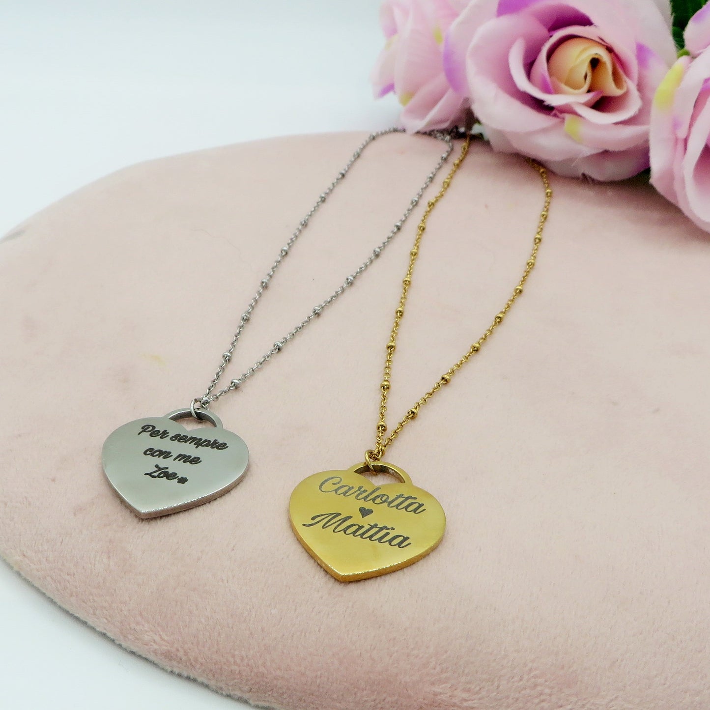 Cuore BIG - PERSONALIZZAMI ~ Collana in acciaio inossidabile + INCISIONE PERSONALIZZATA