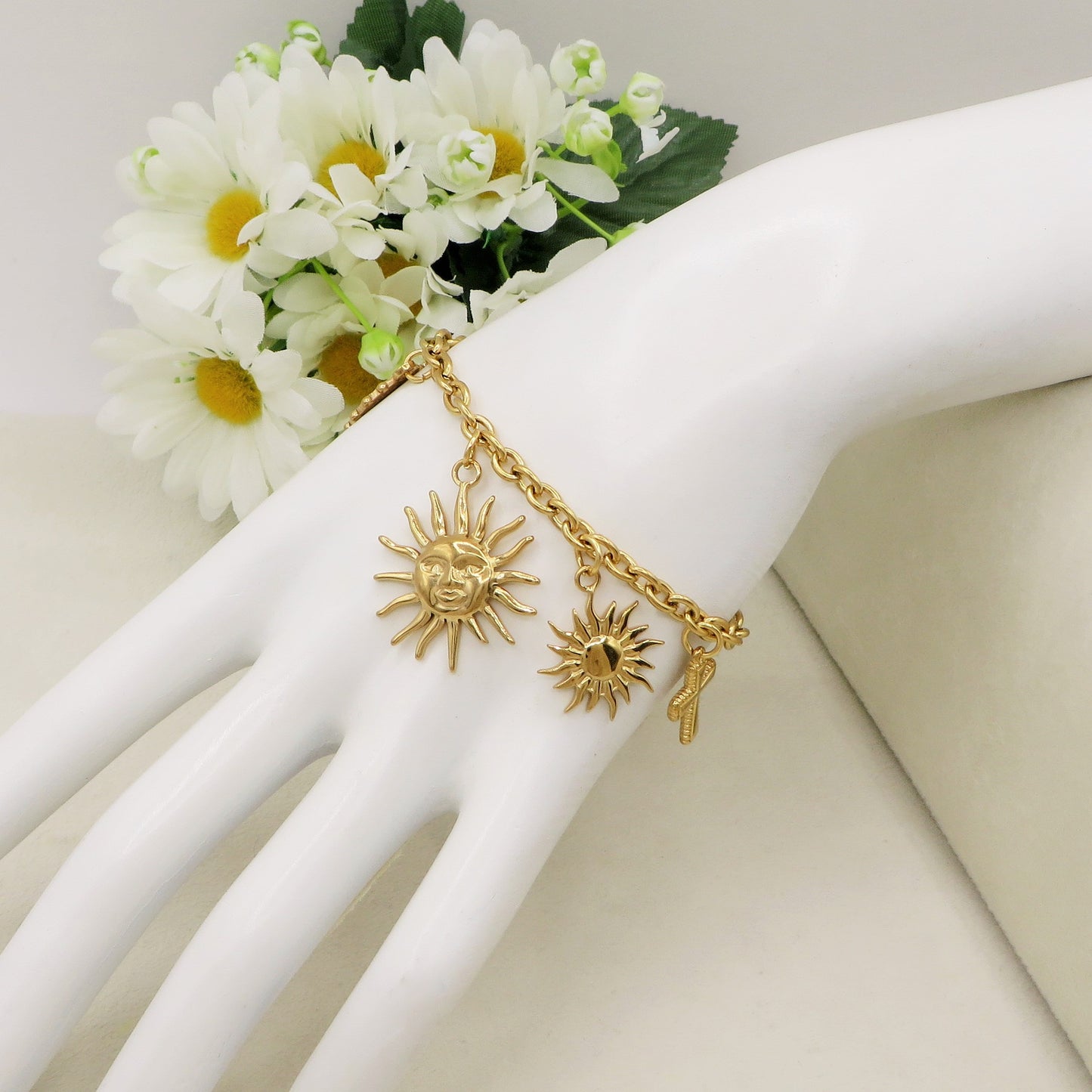 YOU'RE MY SUN - Bracciale con sole. orsetti, croci pendenti charms ACCIAIO INOSSIDABILE