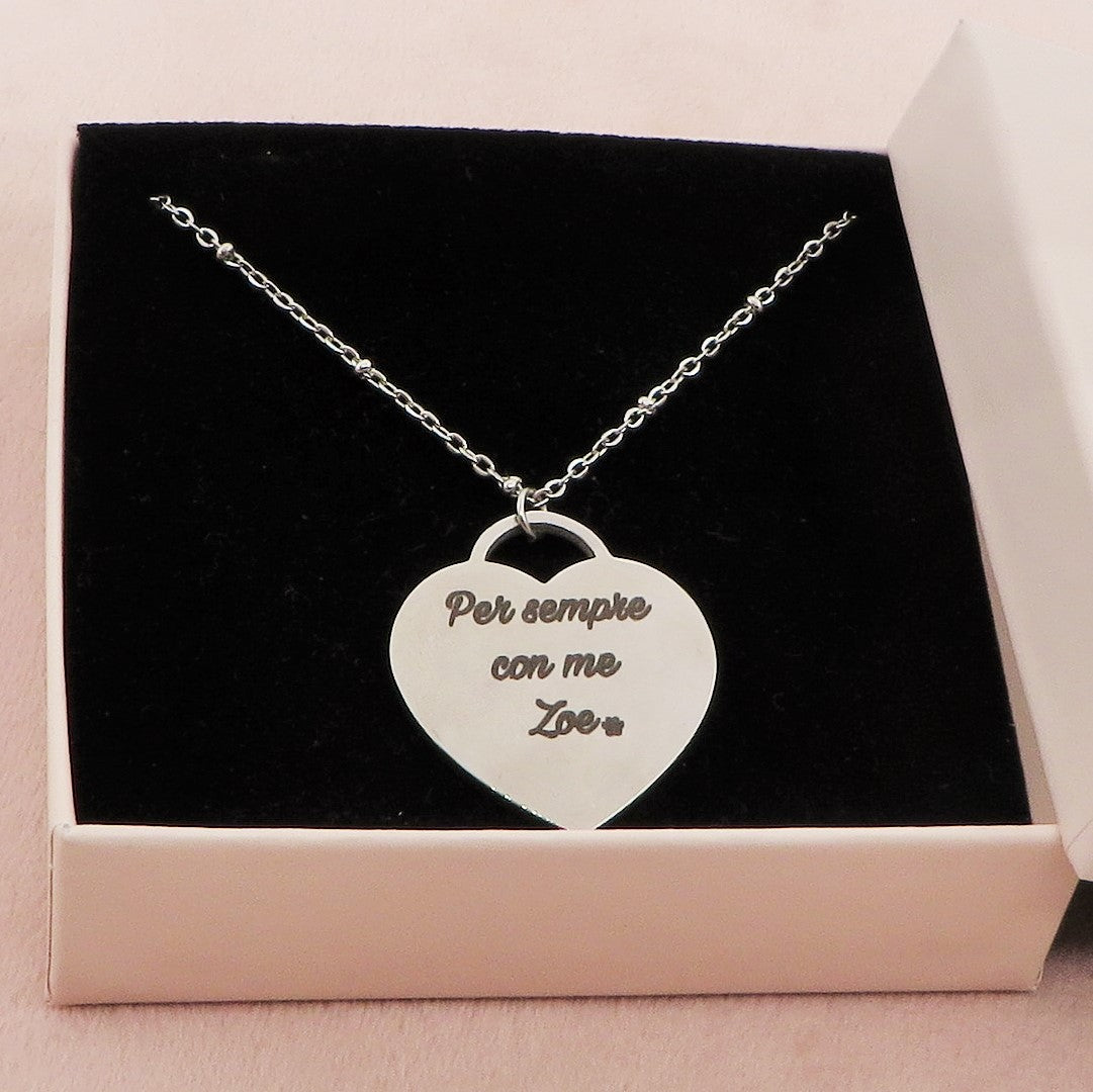 Cuore BIG - PERSONALIZZAMI ~ Collana in acciaio inossidabile + INCISIONE PERSONALIZZATA