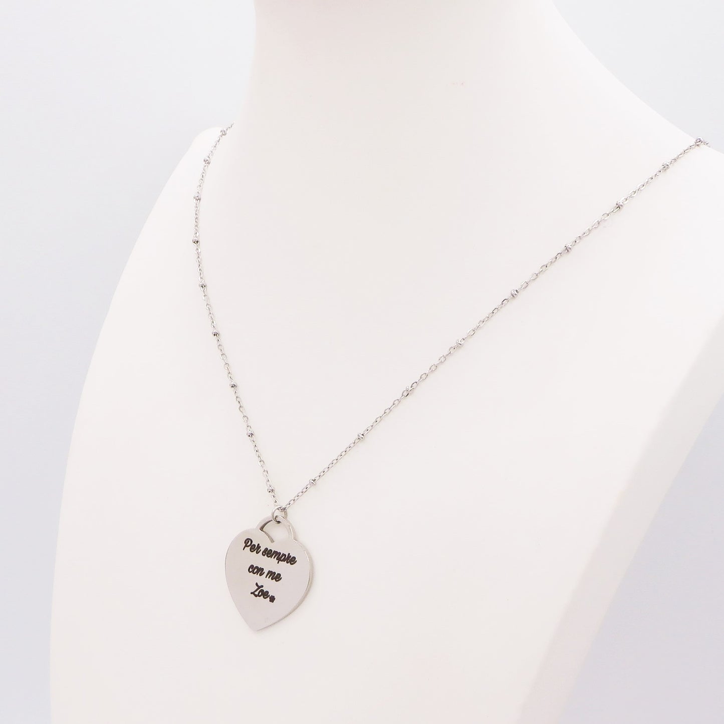 Cuore BIG - PERSONALIZZAMI ~ Collana in acciaio inossidabile + INCISIONE PERSONALIZZATA