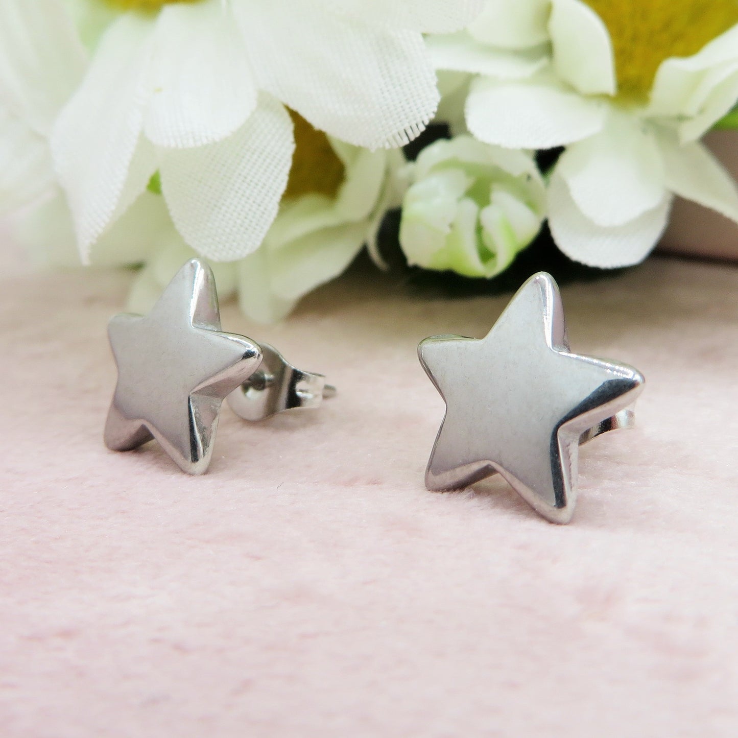 MINI STAR STUDS ~ paio orecchini ACCIAIO INOSSIDABILE stellina