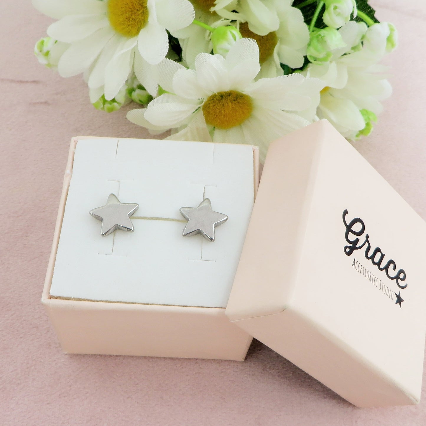 MINI STAR STUDS ~ paio orecchini ACCIAIO INOSSIDABILE stellina