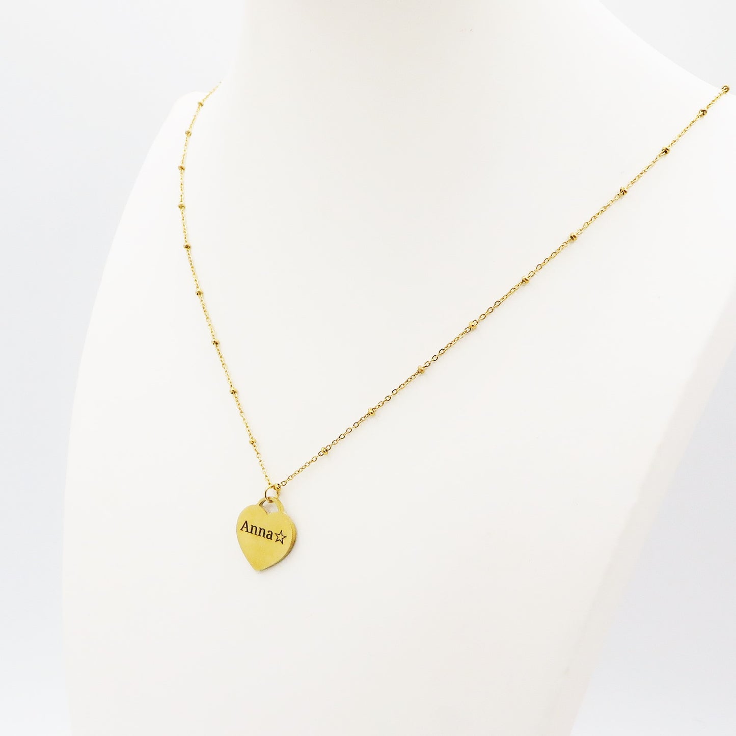 Collana Cuore - PERSONALIZZAMI ~ Collana in acciaio inossidabile + INCISIONE PERSONALIZZATA