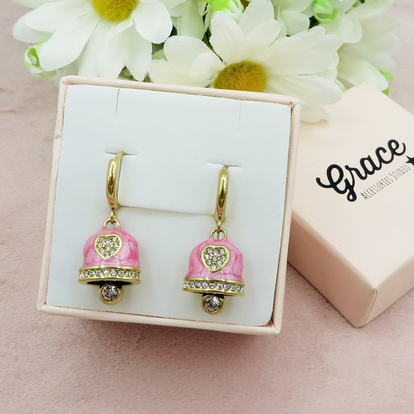 TINKERBELL RAINBOW ACCIAIO INOSSIDABILE ~ Orecchini mini cerchi a campanella con cubic zirconia in ACCIAIO INOSSIDABILE