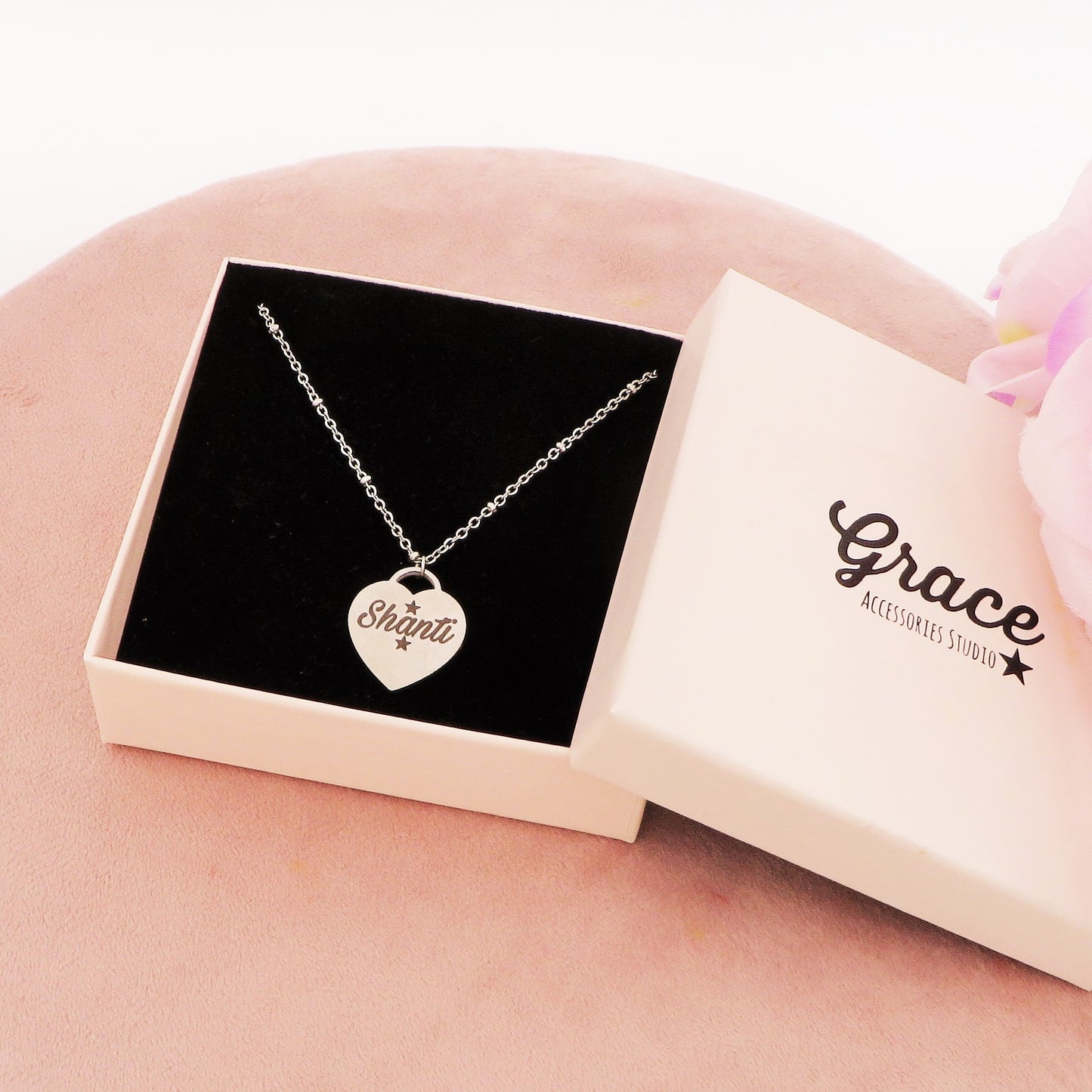 Collana Cuore - PERSONALIZZAMI ~ Collana in acciaio inossidabile + INCISIONE PERSONALIZZATA