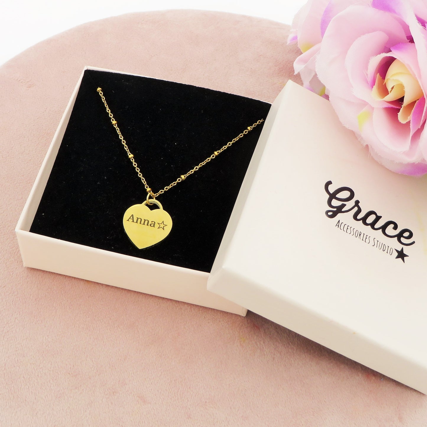 Collana Cuore - PERSONALIZZAMI ~ Collana in acciaio inossidabile + INCISIONE PERSONALIZZATA