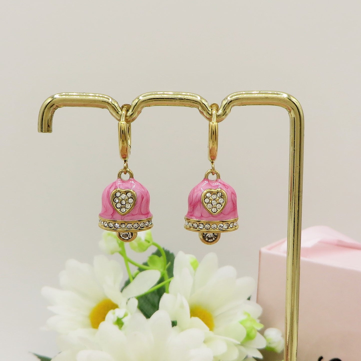 TINKERBELL RAINBOW ACCIAIO INOSSIDABILE ~ Orecchini mini cerchi a campanella con cubic zirconia in ACCIAIO INOSSIDABILE