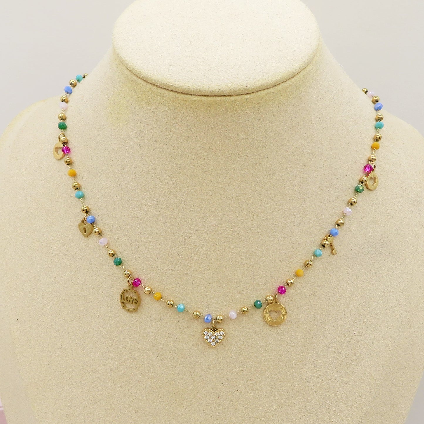 SOPHIE collana ~ ACCIAIO INOSSIDABILE ~ Collana con charms e cristalli