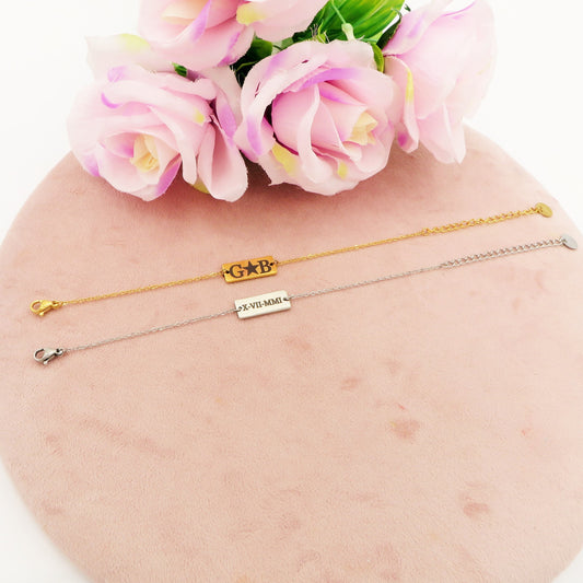 BRACCIALE TARGHETTA Unisex - PERSONALIZZAMI ~ Bracciale in acciaio inossidabile + INCISIONE PERSONALIZZATA