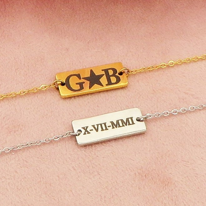 BRACCIALE TARGHETTA Unisex - PERSONALIZZAMI ~ Bracciale in acciaio inossidabile + INCISIONE PERSONALIZZATA