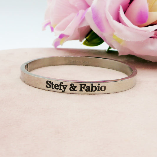 MANETTA OVALE - PERSONALIZZAMI ~ Bracciale in acciaio inossidabile + INCISIONE PERSONALIZZATA