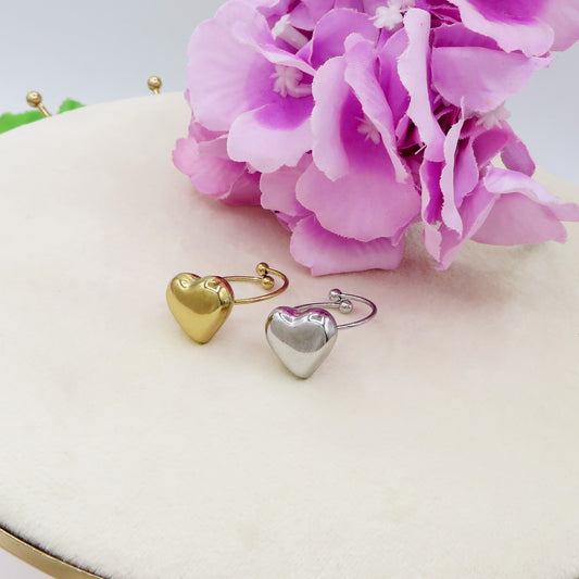 JULIE RING ~ Anello cuore bombè regolabile in ACCIAIO INOSSIDABILE