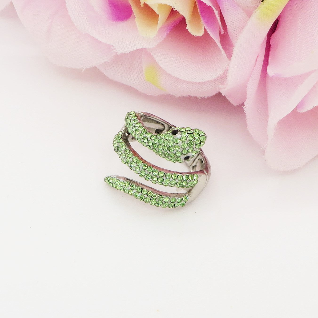 VIPER - Anello serpente regolabile con cubic zirconia