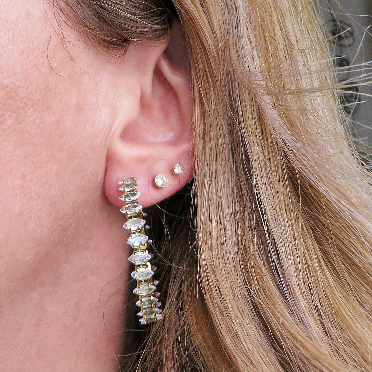 PIPER big hoops ~ ACCIAIO INOSSIDABILE - Paio Orecchini a Cerchio con cubic zirconia