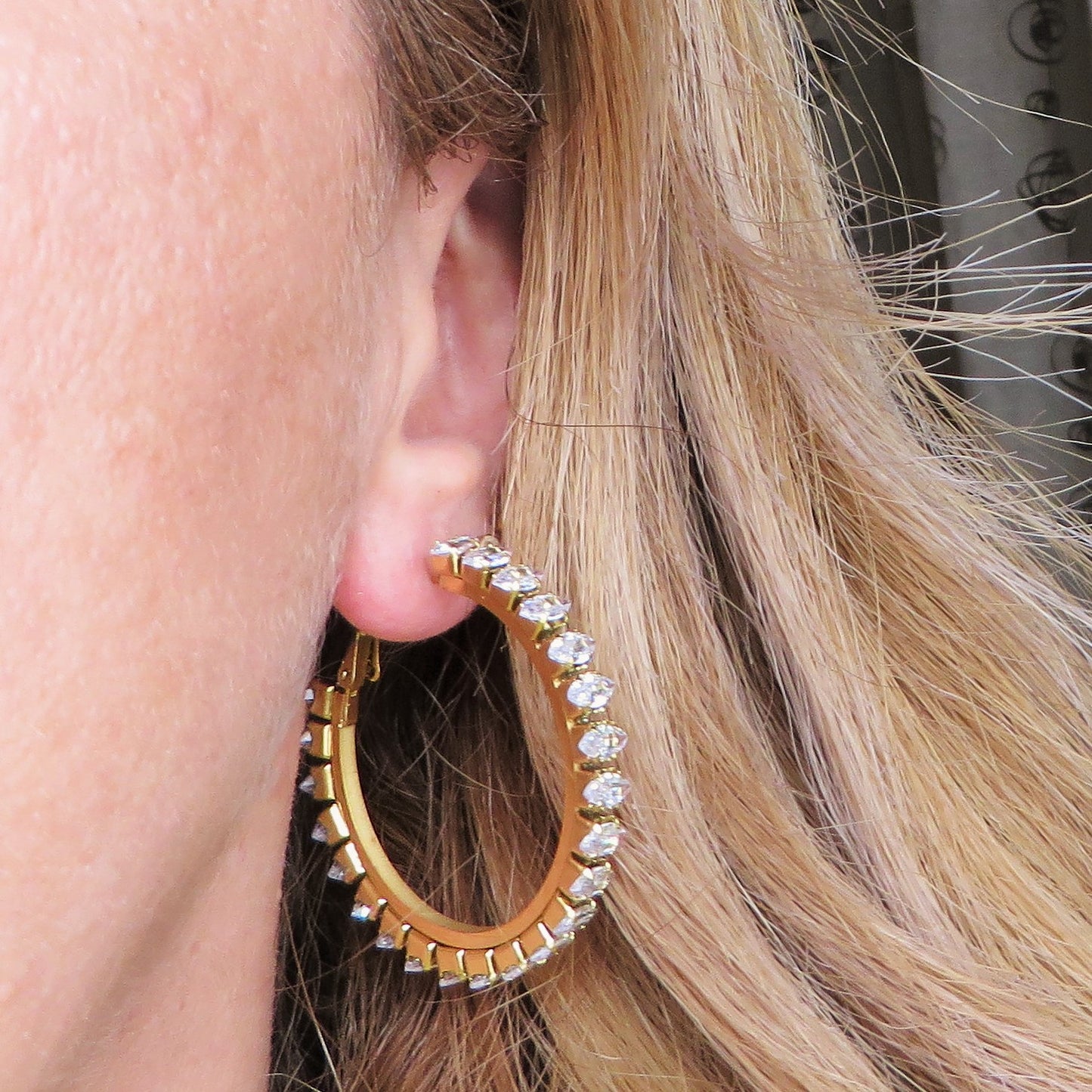 PIPER big hoops ~ ACCIAIO INOSSIDABILE - Paio Orecchini a Cerchio con cubic zirconia