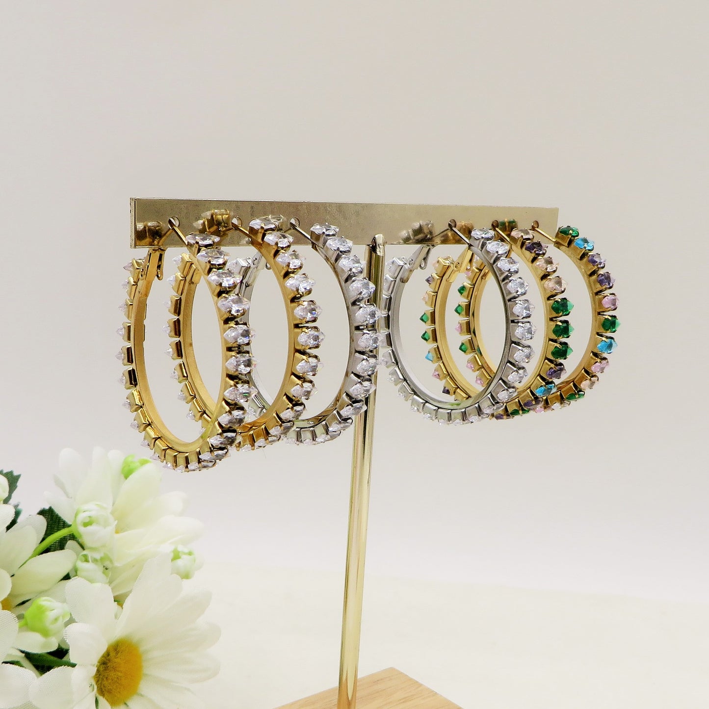 PIPER big hoops ~ ACCIAIO INOSSIDABILE - Paio Orecchini a Cerchio con cubic zirconia