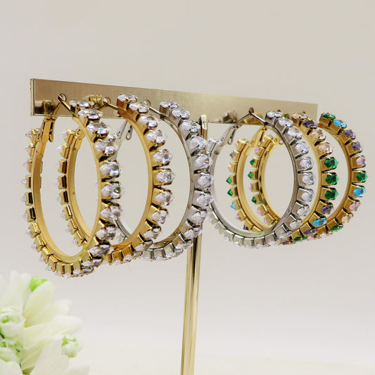 PIPER big hoops ~ ACCIAIO INOSSIDABILE - Paio Orecchini a Cerchio con cubic zirconia