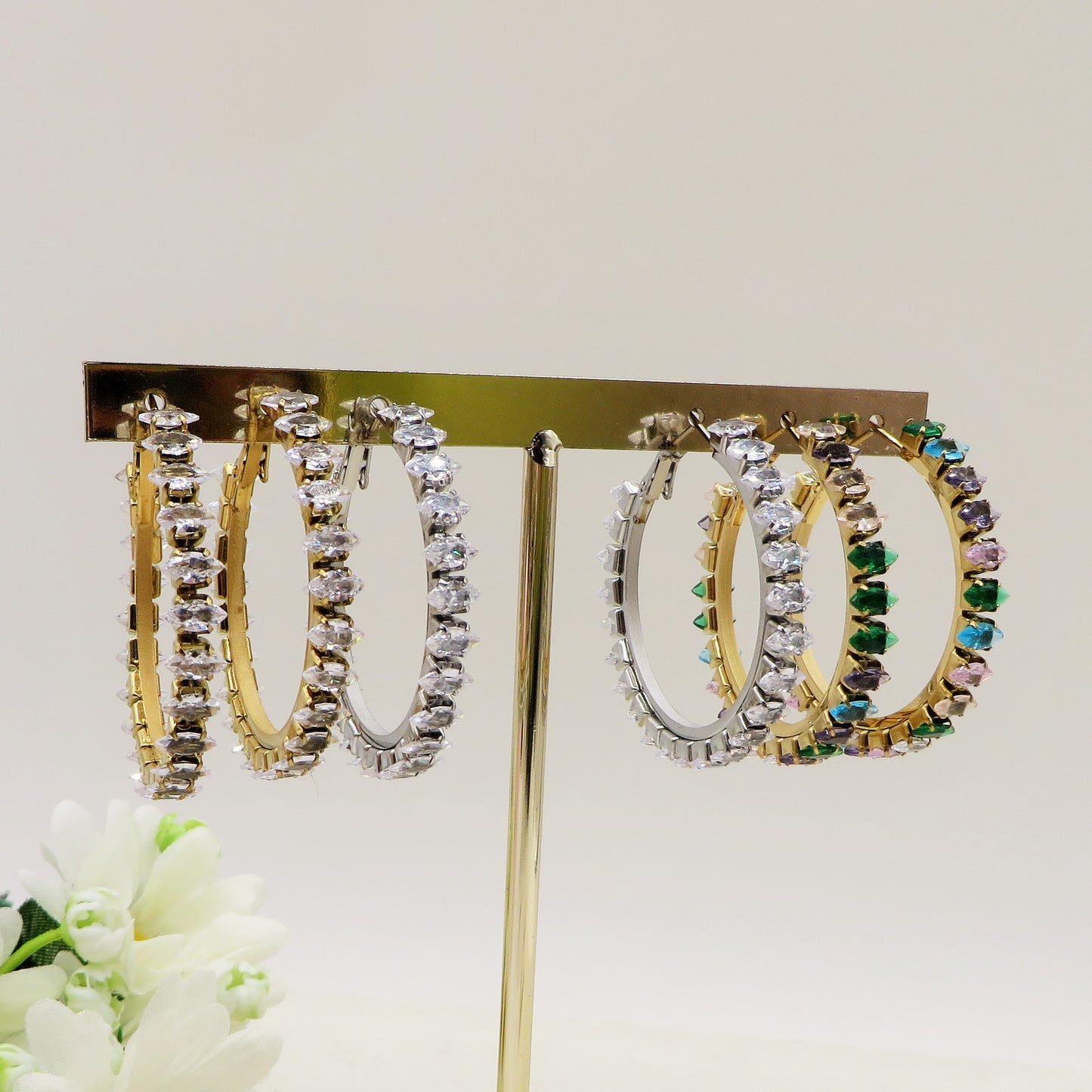 PIPER big hoops ~ ACCIAIO INOSSIDABILE - Paio Orecchini a Cerchio con cubic zirconia