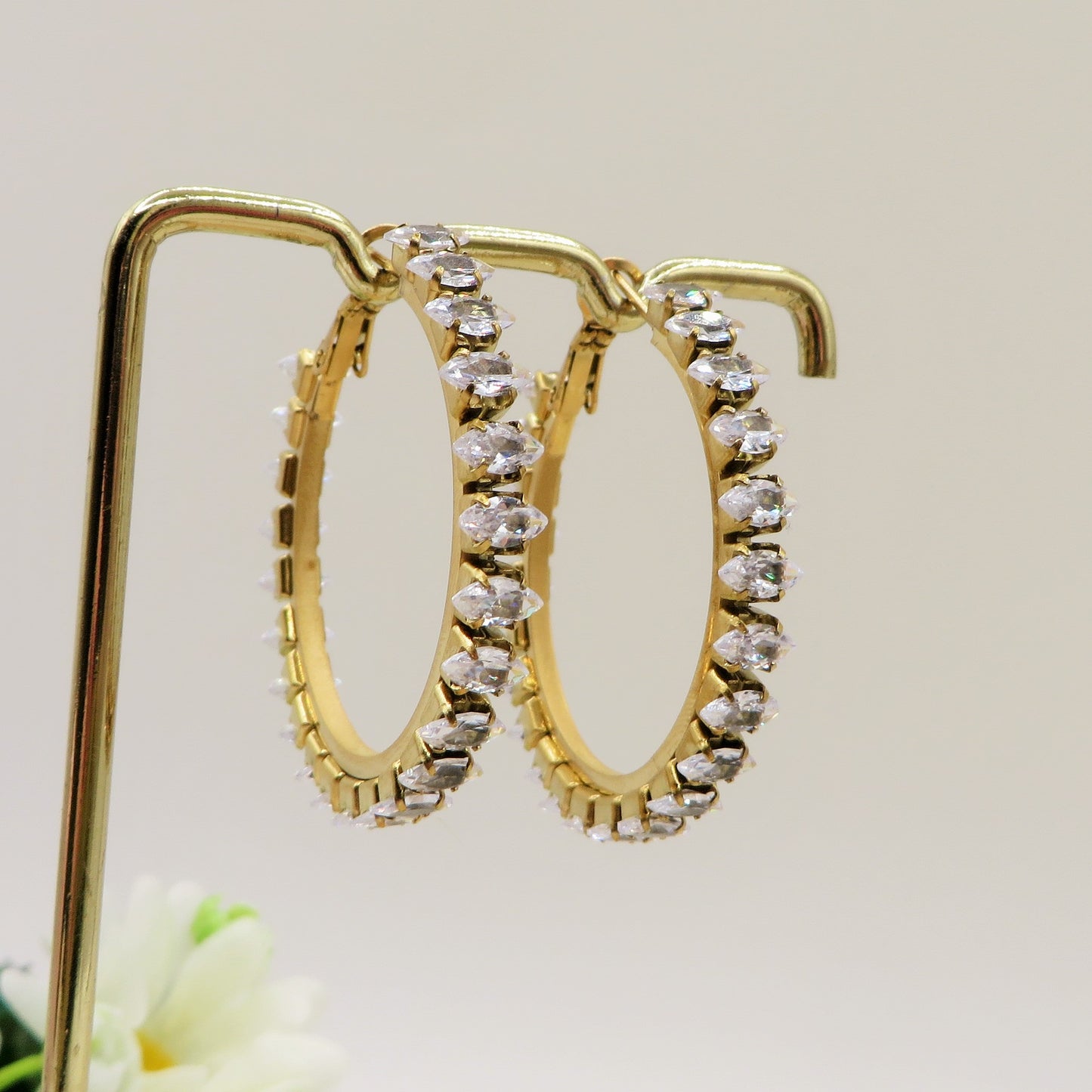 PIPER big hoops ~ ACCIAIO INOSSIDABILE - Paio Orecchini a Cerchio con cubic zirconia