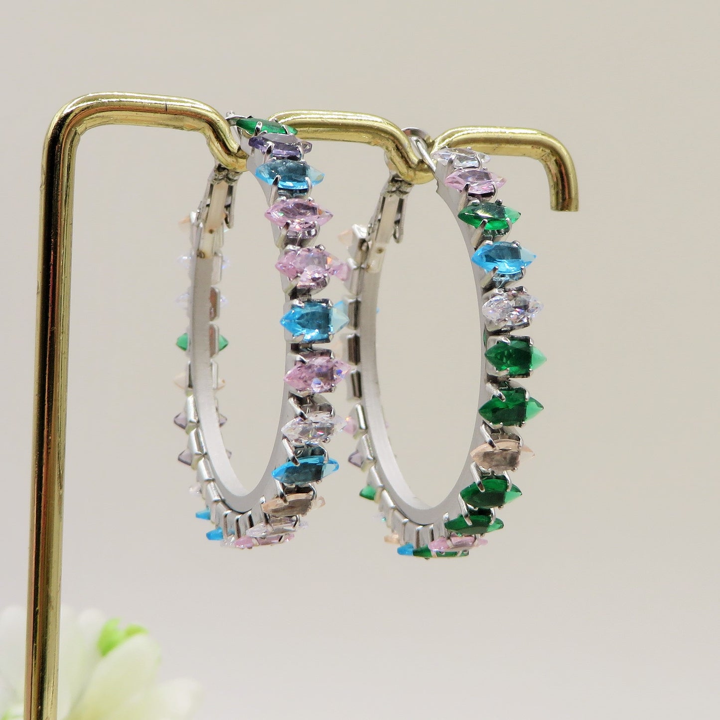 PIPER big hoops ~ ACCIAIO INOSSIDABILE - Paio Orecchini a Cerchio con cubic zirconia