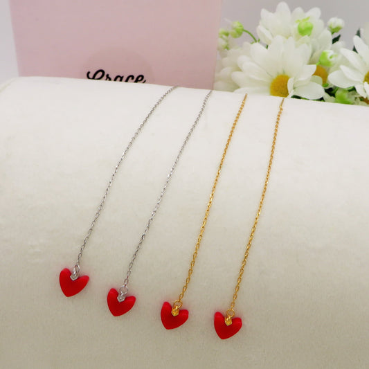 KIARA ~ Orecchini ARGENTO 925 filo pendente con cuore smaltato - saliscendi