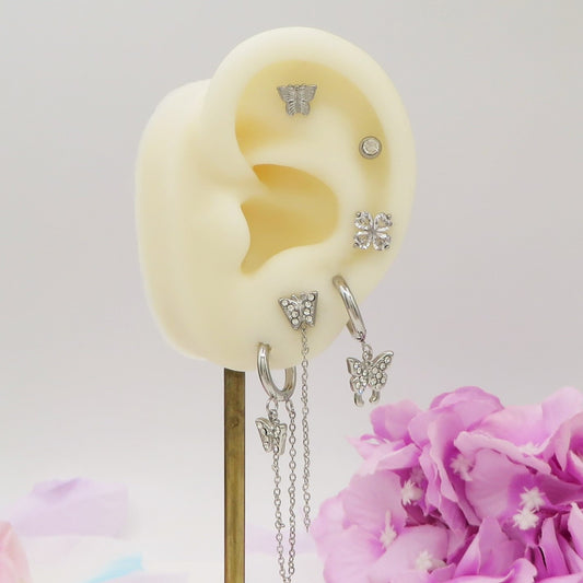 MARIPOSA SHINE Set 6 orecchini - ACCIAIO INOSSIDABILE - 6 Orecchini pendenti con cubic zirconia