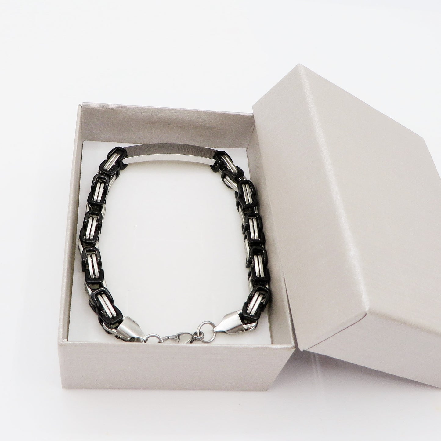 BRACCIALE uomo ACCIAIO INOSSIDABILE catena bicicletta BLACK