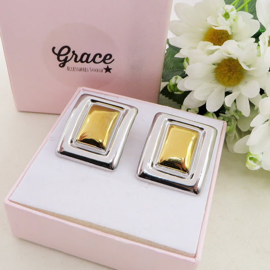 ZELDA due ori - Orecchini bottone vintage - ACCIAIO INOSSIDABILE ~ Paio Orecchini