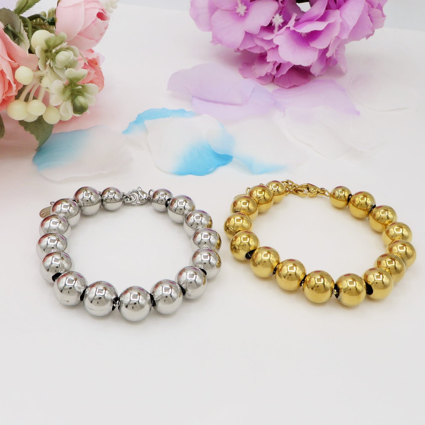 JOSIE Bracciale PALLINI 12mm ~ Bracciale UNISEX in ACCIAIO INOSSIDABILE