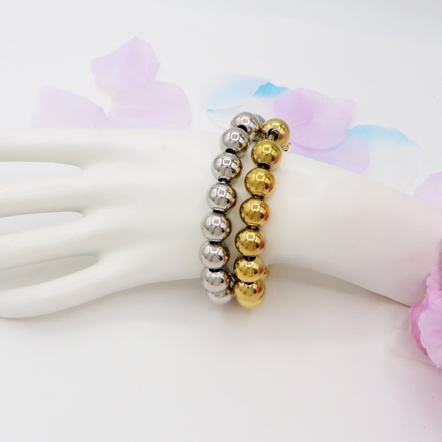 JOSIE Bracciale PALLINI 12mm ~ Bracciale UNISEX in ACCIAIO INOSSIDABILE